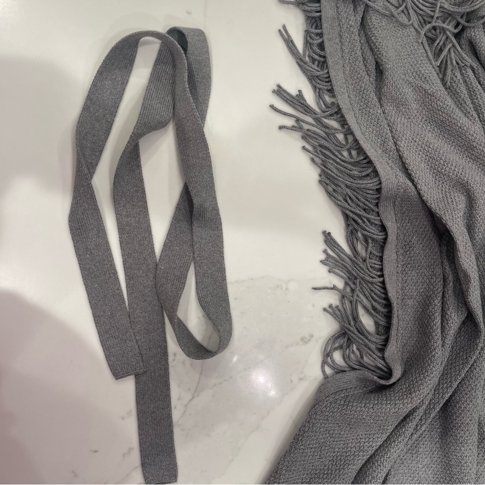 NWT J.Jill dark grey fringe long sleeve hooded duster - Picture 9 of 13